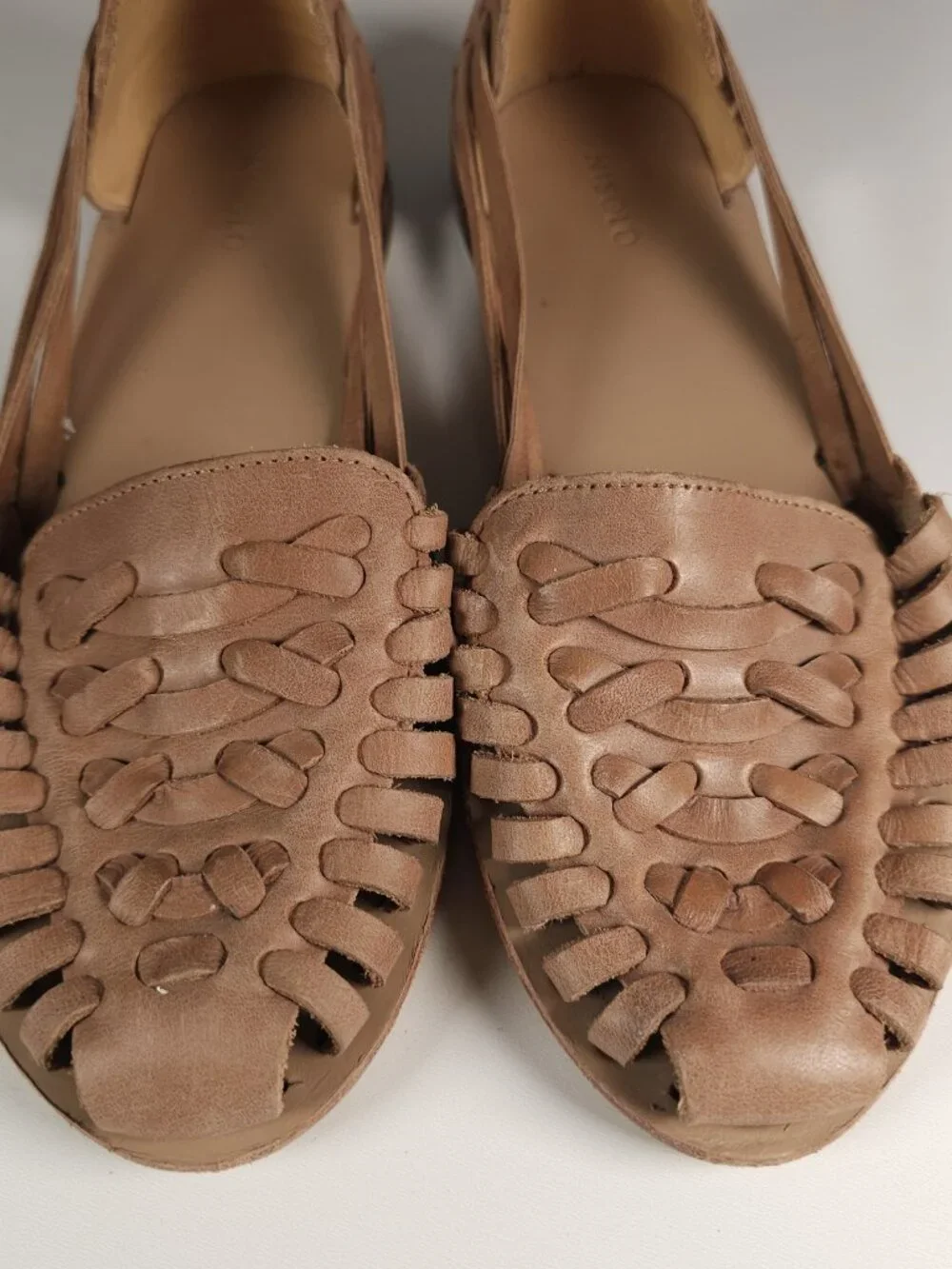 Nisolo Tan Woven Leather Huarache Flats